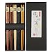 5 Pairs Chopsticks, KUAHAIHINTERAL Japanese Natural Wooden Chop Stick Reusable Classic Style Chopstick Set with Delicate Box as Present Gift (Natural Wood)