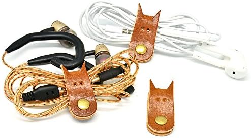 CAILLU Cute Cord Organizer Headphone Leather,Earphone Wrap,Lightning Earphones Organizer,Headset Holders portable Headphone,Winder Cord Manager,Usb Cable Winder with,Leather Handmade Gifts 3 Pack