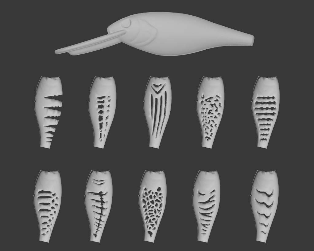 wLure Hard Plastic 3D Stencil for Fishing Lure Crankbait Jerkbait Lipless Topwater