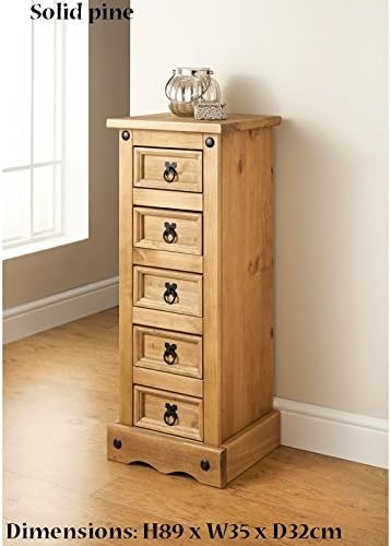 New Solid Rio 5 Drawer Tall Chest Besides Bedroom Solid Pine Furniture