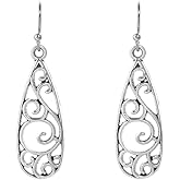 Boho Earrings Silver Earrings Filigree Earrings for Women Handmade Bohemian Trendy Ethnic Vintage Earrings Lightweight Filigree Geometric Teardrop Earrings