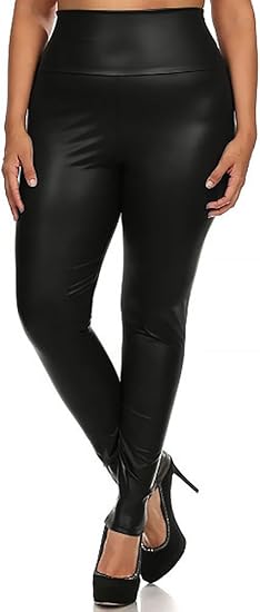 high waisted faux leather pants plus size