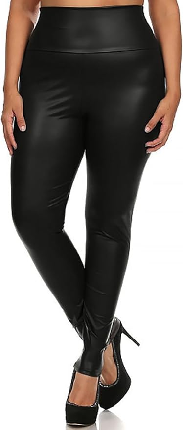 plus size leather look leggings