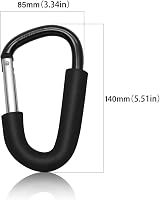 BeiLan 2Pack Large Pram Clips D Shape Carabiner Stroller Hook Holder 14cm Black view 3