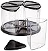 Deflecto Rotating Carousel Organizer, 360 Spin, 6-Canister Configuration, Removable, Clear, Black Lids, 11-1/8