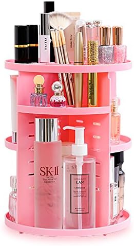 Startostar 360 Rotating Makeup Organizer DIY Detachable Spinning Cosmetic Storage Display Case Large Capacity Makeup Caddy Shelf Great for Countertop