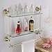 Leyden Wall Mount Glass Shelf，Gold Bathroom Shelf with Towel Bar TI-PVD Brass Material Double Layer