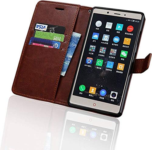 PAKME XUSIVE Leather Wallet Flip Book Cover Case for Xiaomi Redmi Note7S/Note 7Pro/Note7 (Brown)