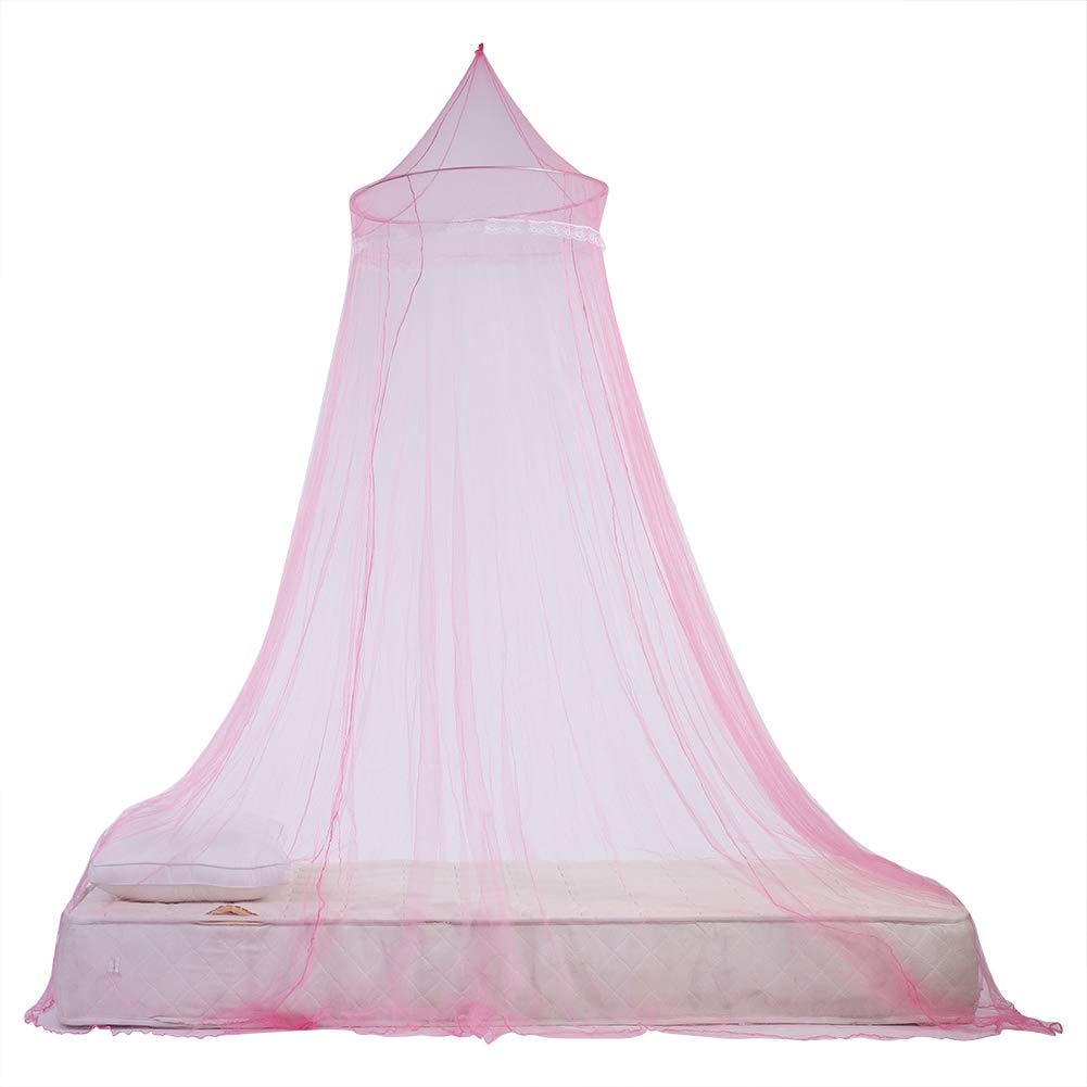 TOPINCN Bed Mosquito Net, Breathable Elegant Dome Bed Canopy Canopy Curtains Lace for Girls Room Bedding(Pink)