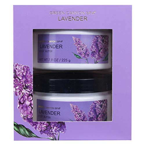 Green Canyon Spa Lavender Body Butter Pack of 2 x 7.9 oz Christmas Gift Set for Women & Men, Hydrating Nourishing Moisturizing Body Lotion for Dry & Sensitive Skin