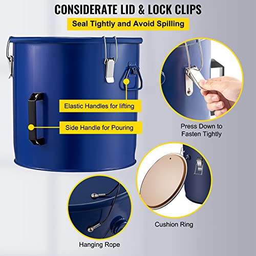 VEVOR Fryer Grease Bucket 8 Gal Oil Disposal Caddy Steel Fryer Oil