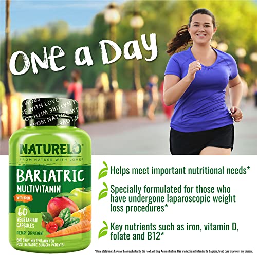 NATURELO Bariatric Multivitamin One Daily with Iron Supplement for