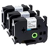 Label KINGDOM Compatible Label Tape Replacement for Brother P-Touch Label Tape Replacement TZe-251 TZe251 24mm 1 Inch Black on White Standard Laminated Tape, 3-Pack