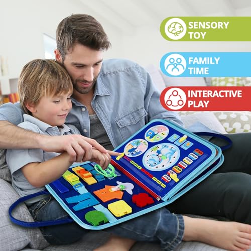 Busy Board Montessori Toys for 1 2 3 4 Year Old, Durable Travel