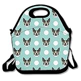Best4UZ Boston Terrier Dog Blue Lunch Box Bag Lunch Tote Lunch Holder With Adjustable Strap For Kids And Adults For School Picnic Office Travel Outdoor School