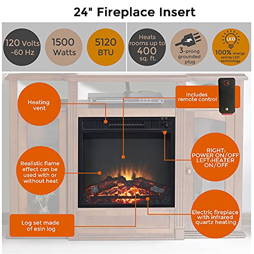 GOOD & GRACIOUS Modern Electric Fireplace TV Stand, Fit up to 55" Flat