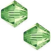 100pcs Adabele Austrian 6mm Faceted Loose Bicone Crystal Beads Peridot Green Compatible with Swarovski Crystals 5301/5328 SSB616