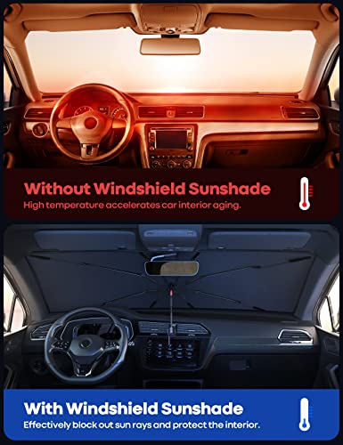 Lamicall Parasol para Auto Parabrisas - 52"x31" [5 Capas de Revestimiento Anti UV] Plegable Cubre Sol para Auto Carro, Sombrilla para Automovil para Carro, Sedan, SUV Windshield