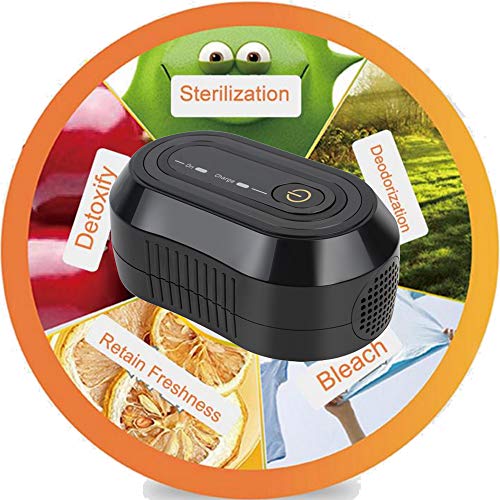 Denshine Black Mini CPAP Cleaner, Portable CPAP Cleaner and Sanitizer Includes Sanitizing Bag, CPAP Cleaner Disinfector for Masks, Cushion, 22mm Diameter of Tubing and Household Sterilization Cleaning