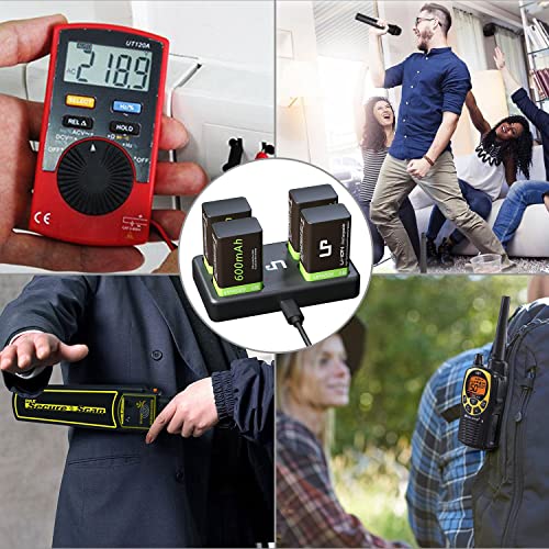 LP 9V Rechargeable Battery Charger Pack, 4 Pack 600mah 9 Volt Batteries