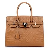 Vicenzo Aidos Gator Italian Leather Tote Handbag
