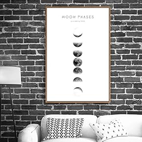 Framed Canvas Home Artwork Decoration Abstract Moon Canvas Wall Art for Living Room, Bedroom - 16x24 inches