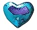 J-hong Mermaid Throw Pillow with Insert,Two-Color Heart Shape Reversible Sequins Decorative Pillow. 13''×15'' (Bright Green+Bright Purple)