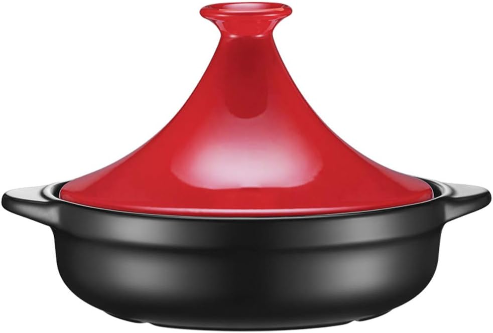 Moroccan Tagine Terracotta Tagine Pot Clay Cookware for Home Kitchen Cooking Pot, 1.8L, Flame Red