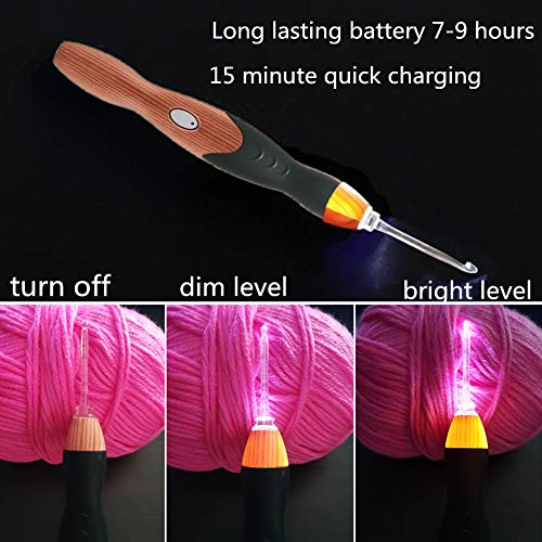 3 Rechargeable+Lighted+Crochet+Hooks+Interchangeable