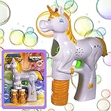 Windy City Novelties Unicorn Light-up Bubble Gun Blaster with 2 Bubble Solution and Batteries Included for Girls and Boys