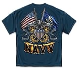 Navy T-Shirt Double Flag Eagle Navy Shield Navy