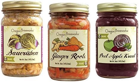 Oregon Brineworks Sampler Pack: Ginger Roots, Beet Apple &amp; Saueruben