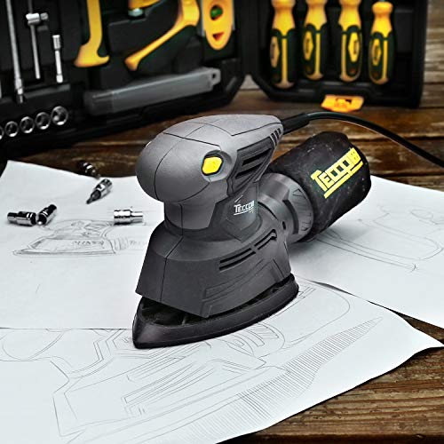 TECCPO Detail Sander, 14,000 OPM Compact Electric Sander with 12Pcs Sandpapers, Efficient Dust Collection System, Multi-Function 1.1Amp Hand Sander for Woodworking -TAMS22P - Thumbnail 7