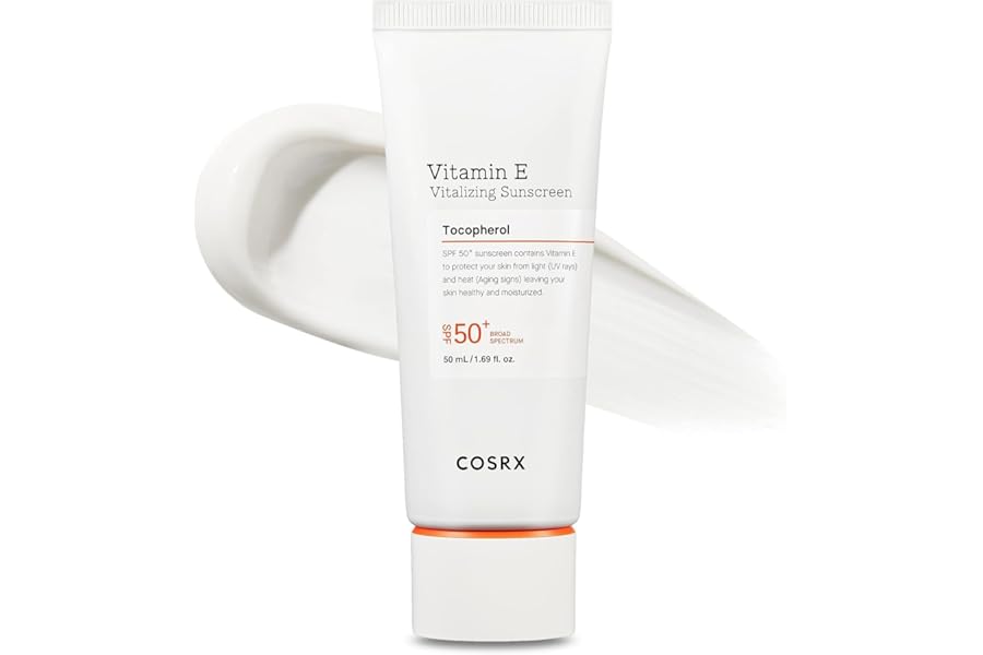 COSRX Vitamin E Vitalizing Face Sunscreen SPF 50, 1.69 fl oz, SPF Moisturizer, Lightweight under Makeup, Summer Travel Essentials, Korean Skin Care, Korean Sunscreen for Face, Stocking Stuffers