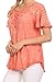Sakkas 15783 - Ellie Sequin Embroidered Cap Sleeve Scoop Neck Relaxed Fit Blouse - Pink - OS