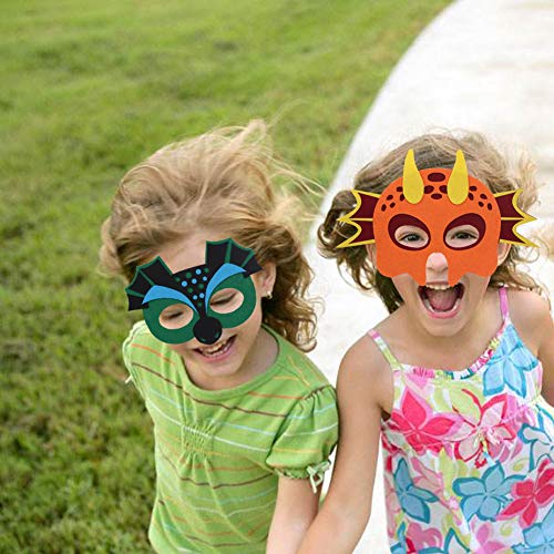 Haocoo 12 Stücke Party Masken, Drachen Dinosaurier Masken für Kinderparty, Tier Augenmaske Filz Masken mit Elastischen… – Bild 7