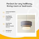 MiniSun Round Modern 3 Tier Pink Grey Fabric Ceiling Pendant Light Shade 30cm view 3