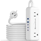 Australia Power Plug Adapter - New Zealand Power Adapter with 4 American Outlets 5 USB (3 USB-C) Total 24W, Type I Plug Adapter and Outlet Converter for US to Australia, AU, Argentina, China, 4FT