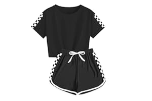 OFIMAN Kids Girls Short Sleeve T-shirt Crop Tops and Shorts Set Summer Tracksuit Sport Clothing Sets
