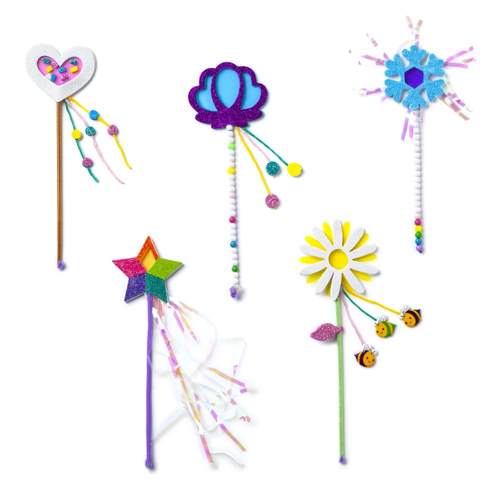 Craft-tastic — Make Your Own Little Magical Wands — Everything Included for 5 Fun DIY Magic Wands Art & Crafts Projects — Ages 4+