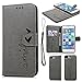 Compatible with iPhone 8 Plus Case, iPhone 7 Plus Wallet Case Embossed Love PU Leather Case TPU Shock Bumper Magnetic Detachable Card Slots Hand Strap Cover for iPhone 7 Plus & iPhone 8 Plus Gray