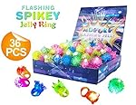 36 Pack Flashing Led Bumpy Rubber Rings for Party Favors Jelly Bubble Light Up Finger Toy