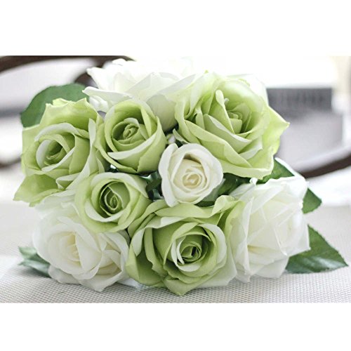 image for Gemdragon Artificial Flowers, Fake Flowers Silk Plastic Artificial Ros