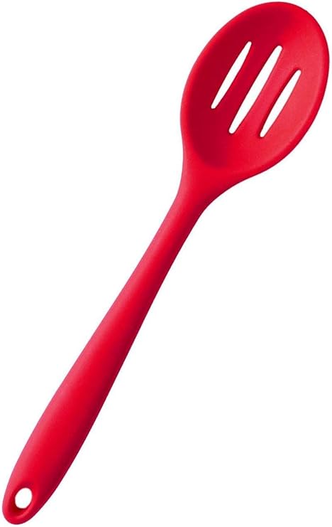 Amazon Com Starpack Basics Silicone Slotted Serving Spoon High Heat Resistant To 480 F Hygienic One Piece Design Kitchen Utensil For Draining Serving Cherry Red Kitchen Dining
