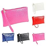 Ammazona Women Crocodile Leather Clutch Handbag Bag Coin Purse