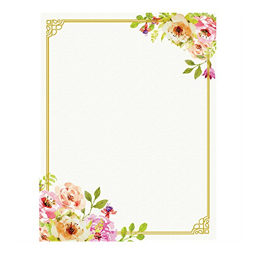 100 Stationery Writing Paper, with Cute Floral Designs Perfect for Notes or Letter Writing - Pink and Peach Roses - Thumbnail 7