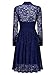 MissMay Women's Vintage Elegant Long Sleeve Lace Overlay Cocktail Swing Dress