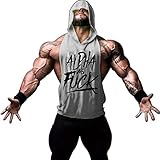 Gash Hao Muscle Hoodie Men Bodybuilding Stringer Workout Fitness Gym Tank Top Hooded