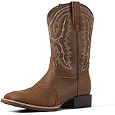 SUREWAY Western Boots For Men - Mens Square Toe Cowboy Boot,Oil/Slip Resistant,Durable Fashionable Classic Pull on 10 Inch Wellington Boots - Soft Toe Work Boots