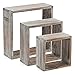 EZOWare Floating Shelves, Set of 3 Rustic Torched Wood Cube Square Storage Wall Decorative Display Shelves - Brown